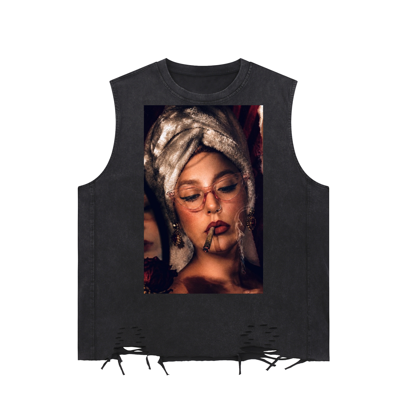 Snow Washed Raw-Hem Tank Top